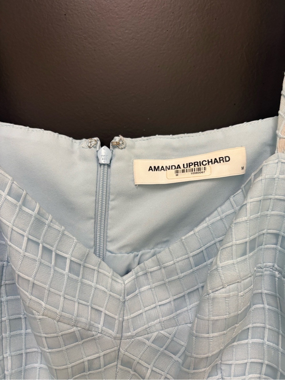 Amanda Uprichard Sicily Mini Dress Powder Blue Textured Puff Sleeve Medium - Picture 4 of 14